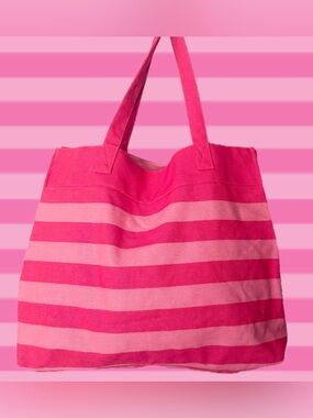 GINORMOUS Iconic Pink Stripe Tote / Beach / Book Bag Victoria's Secret NWT